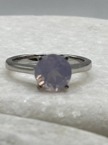 925 Sterling Silver Lavender Quartz Solitaire Ring - Size L.5