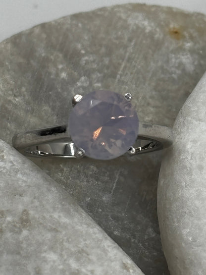 925 Sterling Silver Lavender Quartz Solitaire Ring - Size L.5
