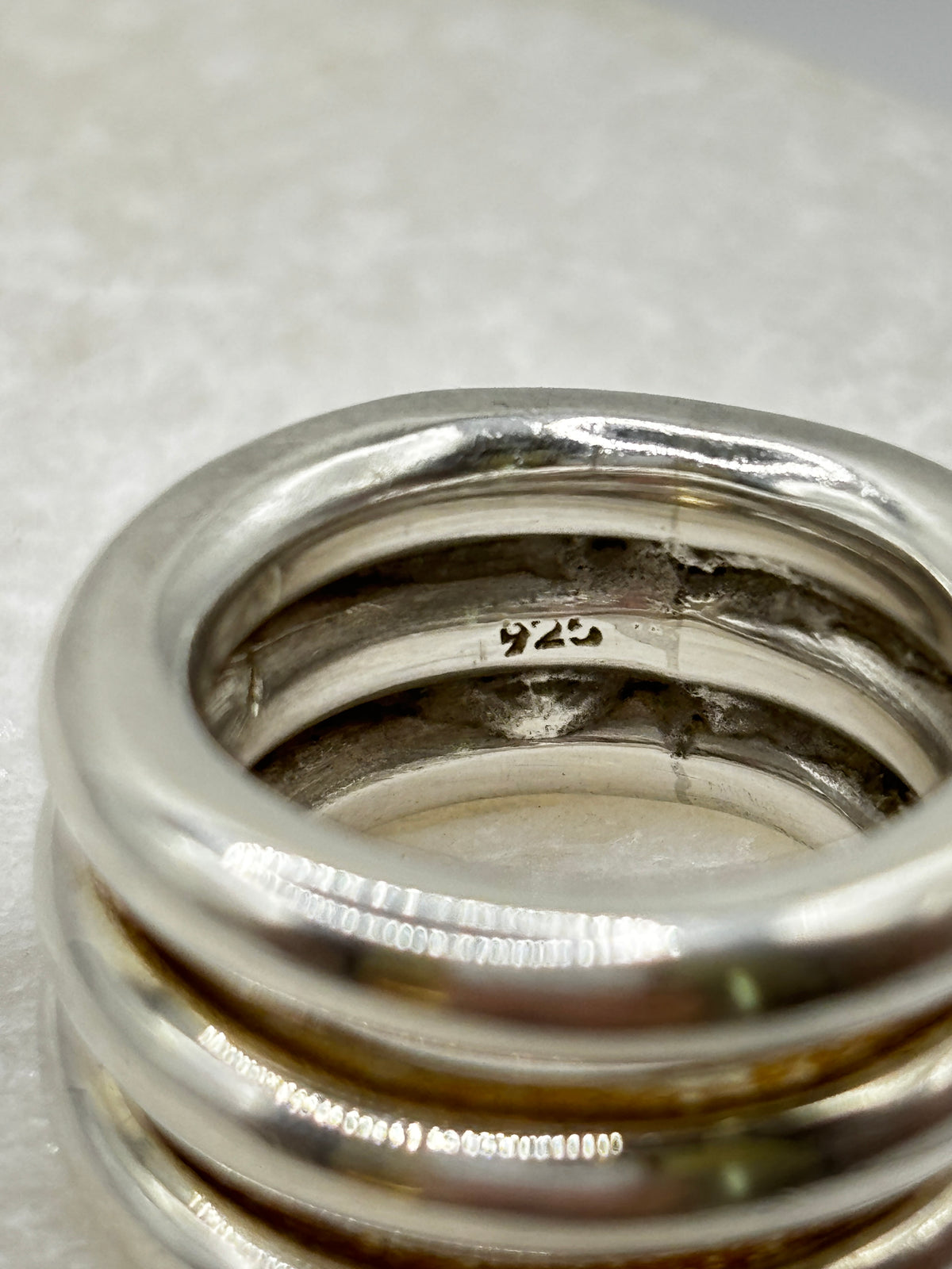 Vintage 925 Sterling Silver Three Curvy Band Ring - Size O