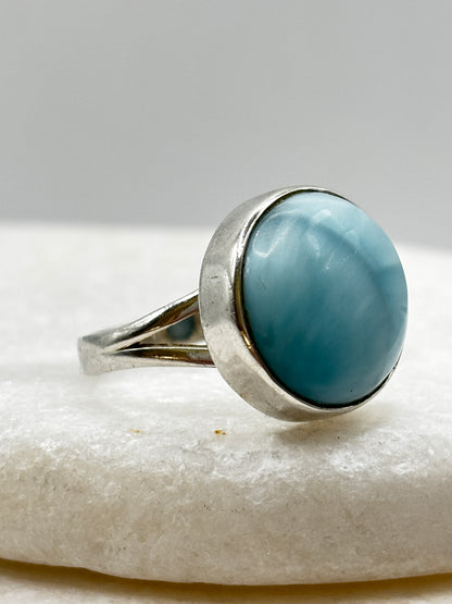 Vintage 925 Sterling Silver Larimar Statement Ring - Size S