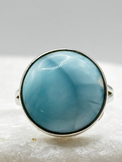 Vintage 925 Sterling Silver Larimar Statement Ring - Size S