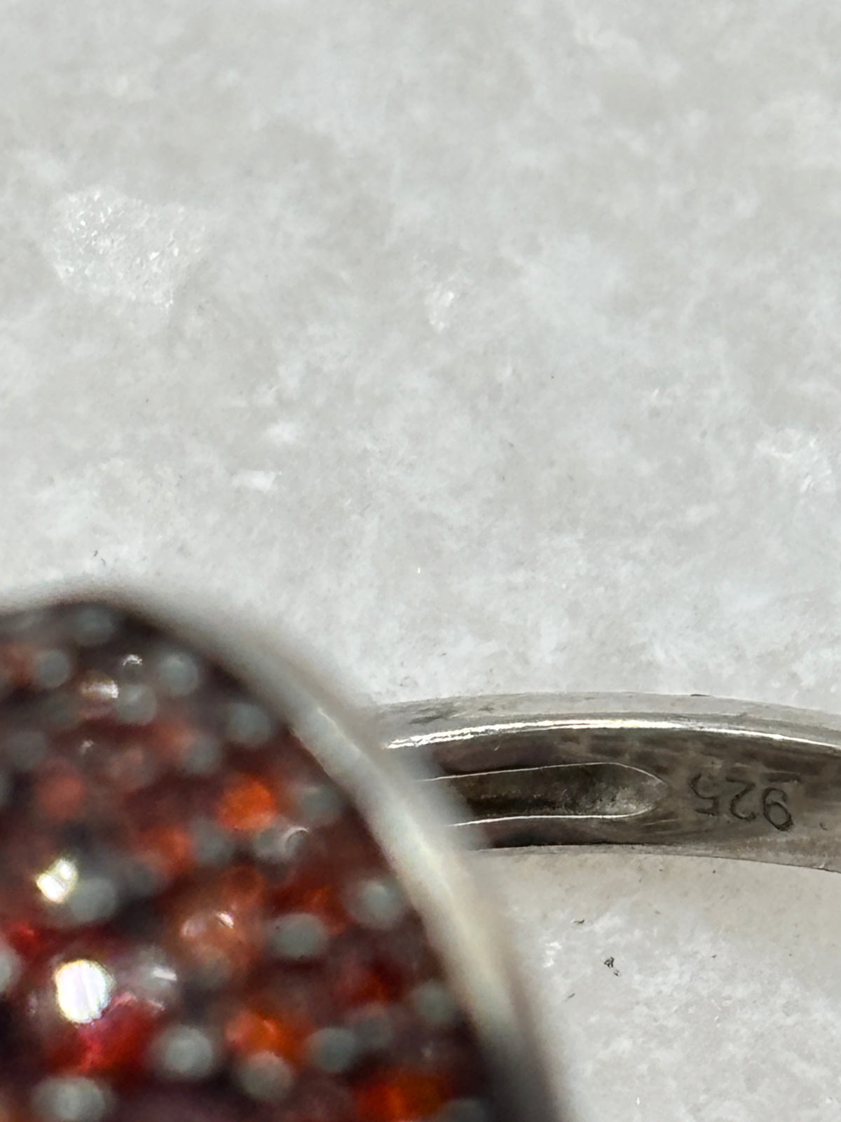 925 Sterling Silver Garnet Cluster Heart Ring - Size M