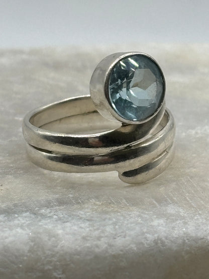 925 Sterling Silver Aquamarine Twist Ring - Size N.5