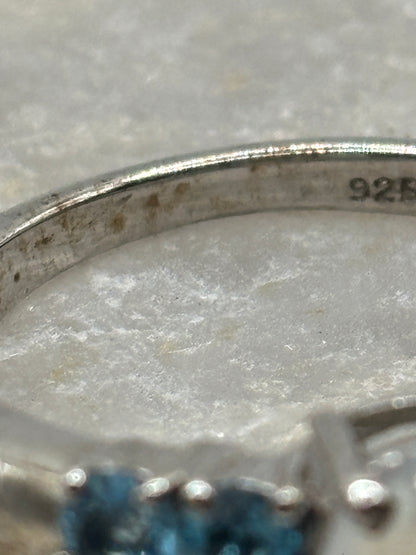 925 Sterling Silver Moonstone and Aquamarine Statement Ring - Size S