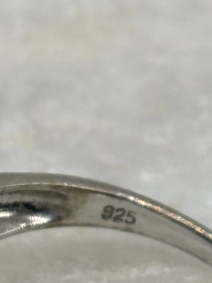 Vintage 925 Sterling Silver Turquoise and Diamond Accented Statement Ring - Size Q