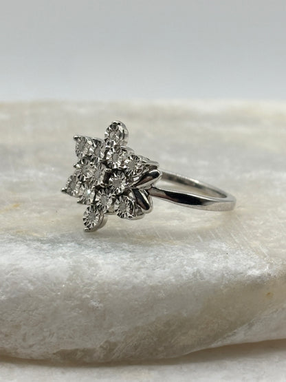 925 Sterling Silver Star Diamond Ring - Size O