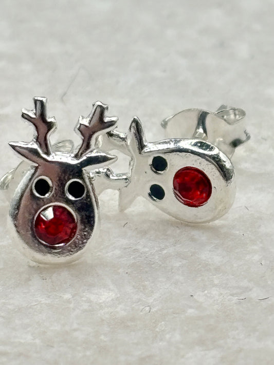 925 Sterling Silver Reindeer Stud Earrings