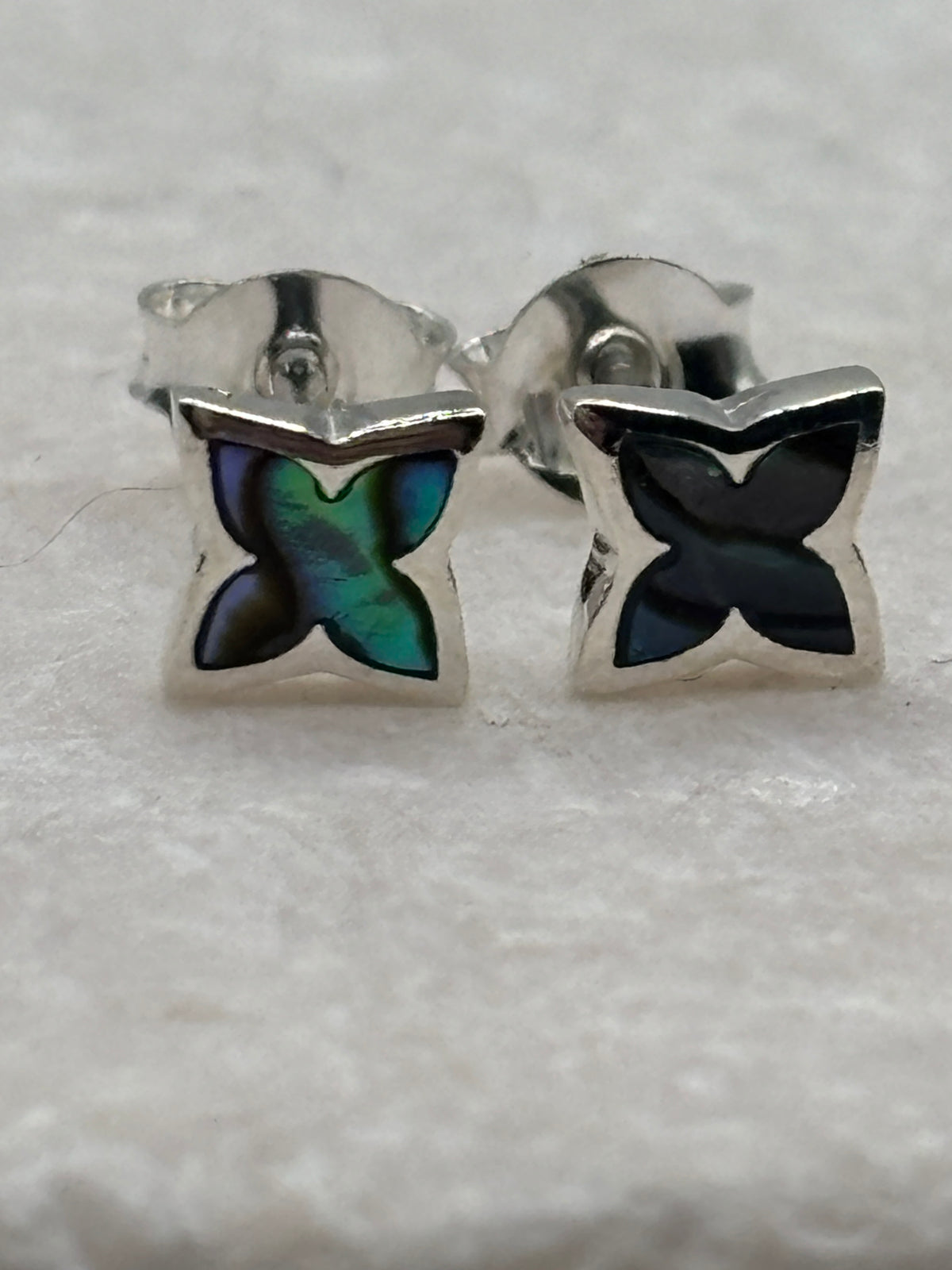 Handcrafted 925 Sterling Silver Abalone Star Stud Earrings