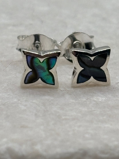 Handcrafted 925 Sterling Silver Abalone Star Stud Earrings