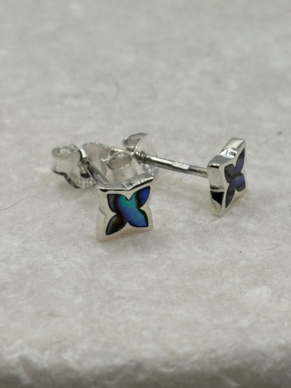 Handcrafted 925 Sterling Silver Abalone Star Stud Earrings