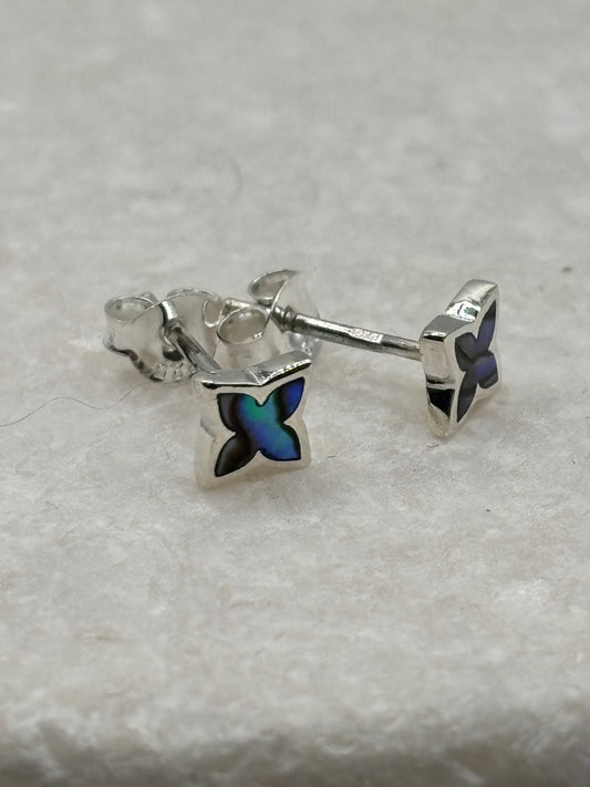 Handcrafted 925 Sterling Silver Abalone Star Stud Earrings
