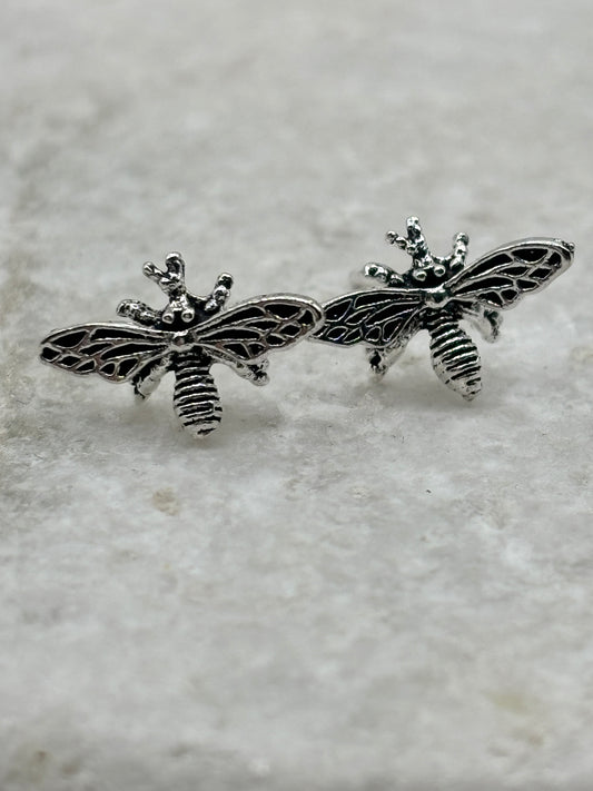 Handcrafted 925 Sterling Silver Bee Earrings