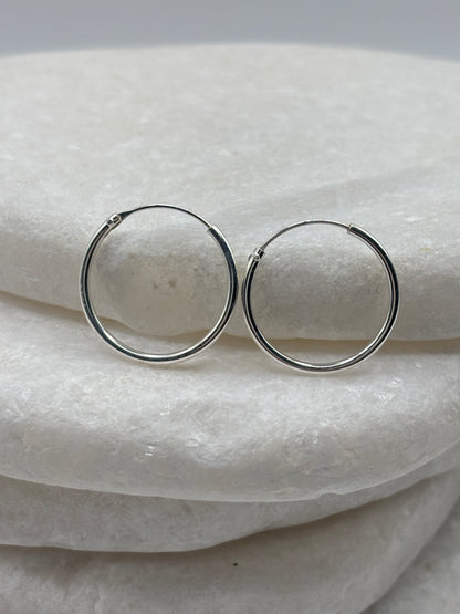 Handcrafted 925 Sterling Silver 1.2 x 18mm Sleeper Hoop Earrings