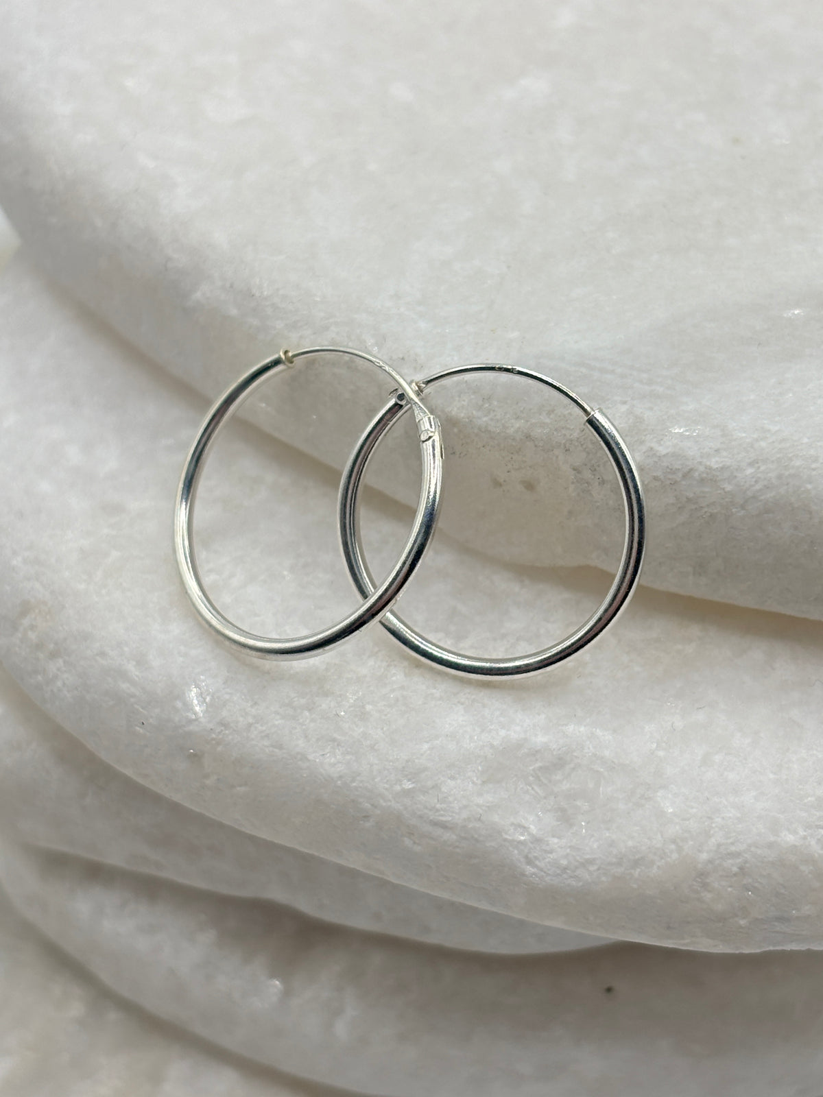 Handcrafted 925 Sterling Silver 1.2 x 18mm Sleeper Hoop Earrings