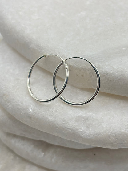 Handcrafted 925 Sterling Silver 1.2 x 18mm Sleeper Hoop Earrings