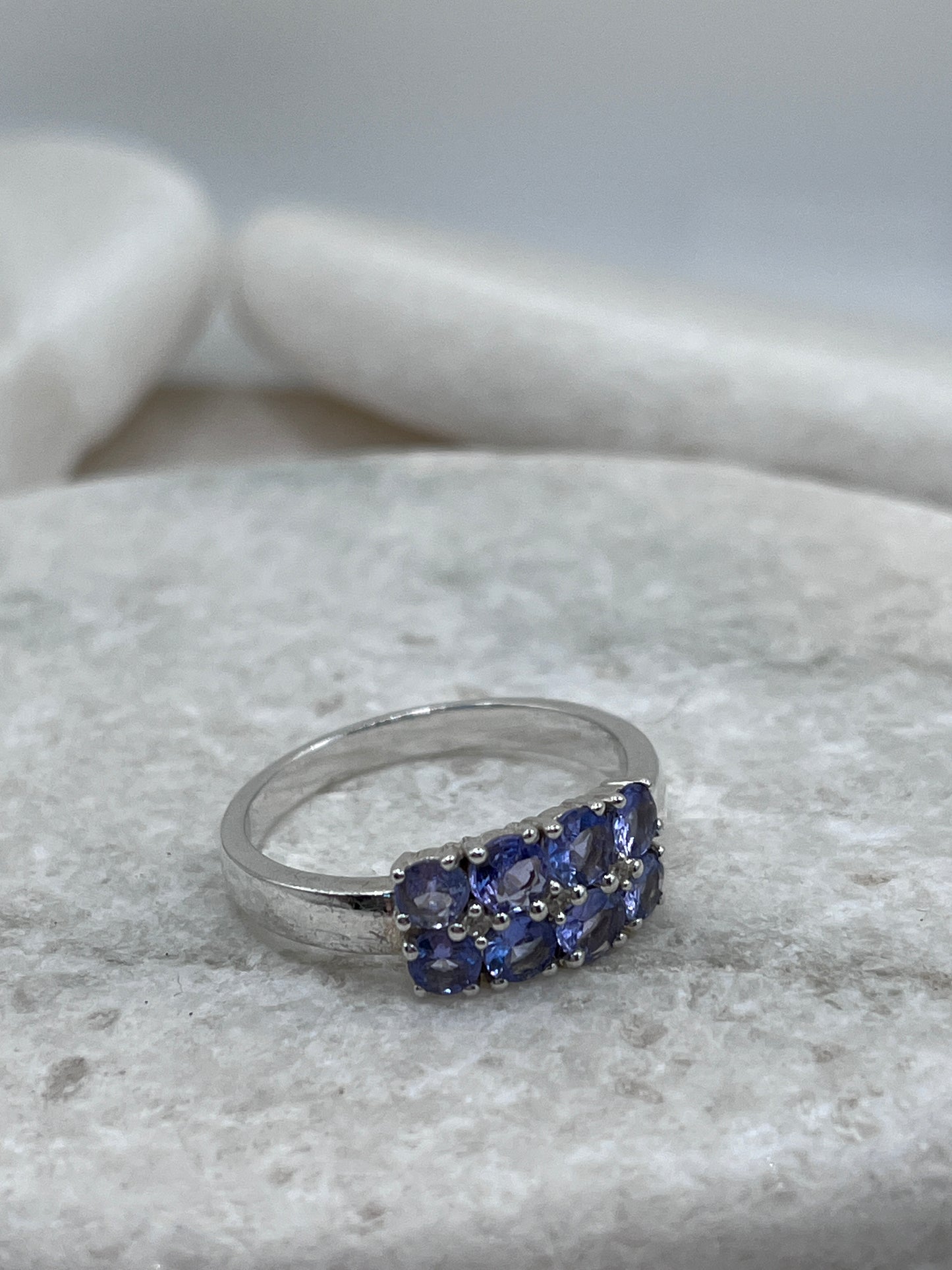 925 Sterling Silver Tanzanite Cluster Ring Size S