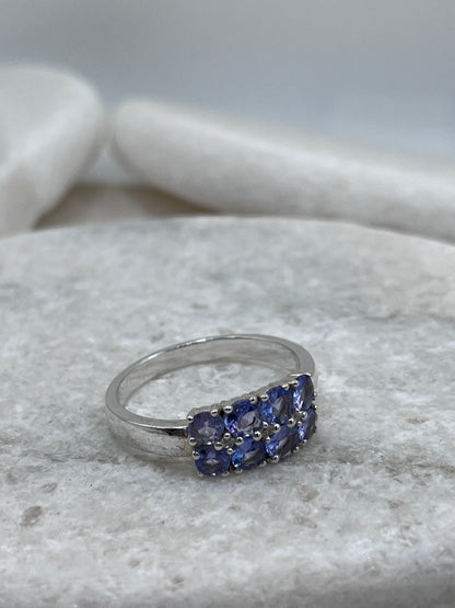 925 Sterling Silver Tanzanite Cluster Ring Size S