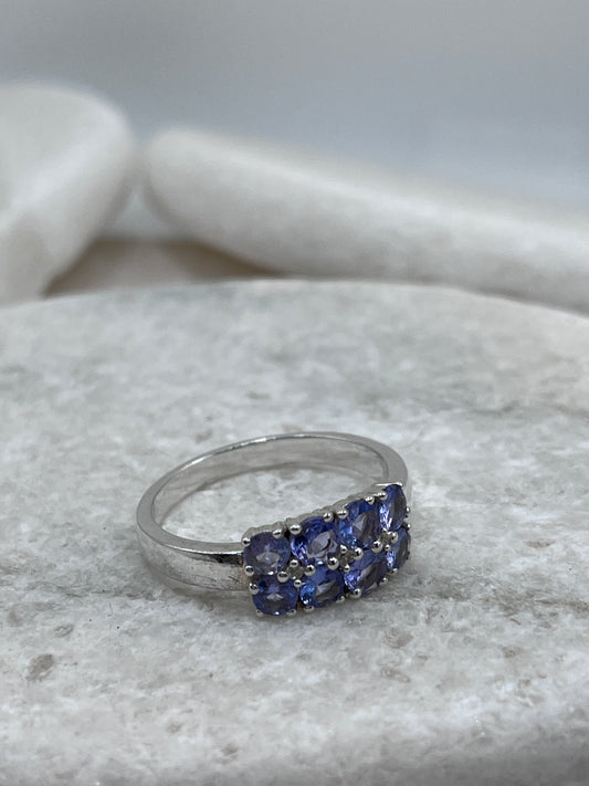 925 Sterling Silver Tanzanite Cluster Ring Size S