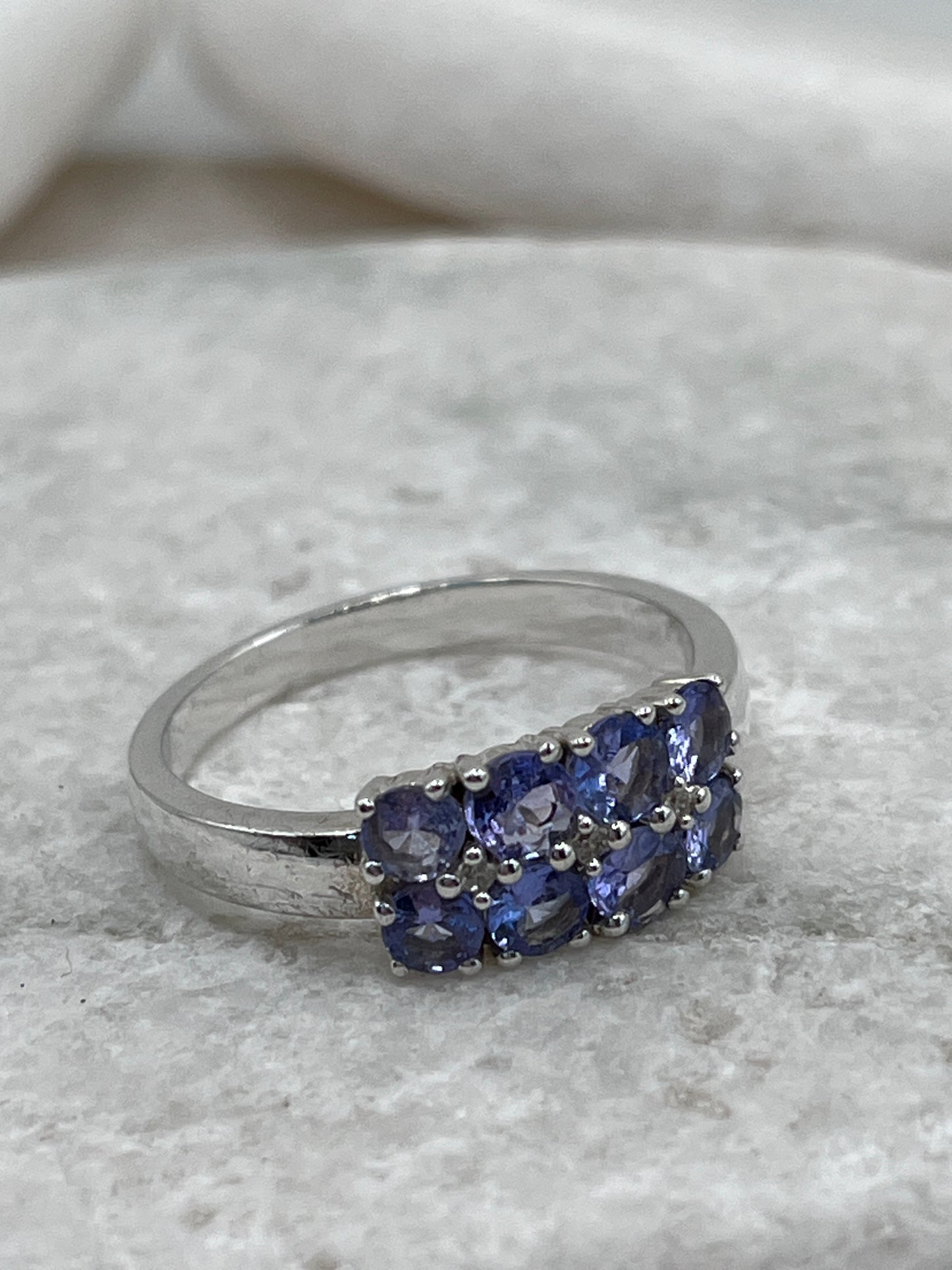 925 Sterling Silver Tanzanite Cluster Ring Size S