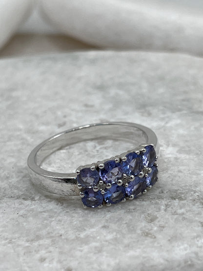 925 Sterling Silver Tanzanite Cluster Ring Size S