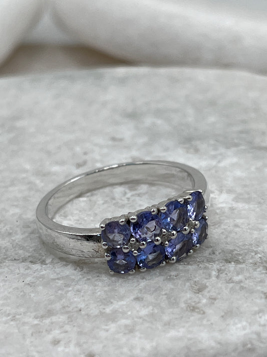925 Sterling Silver Tanzanite Cluster Ring Size S