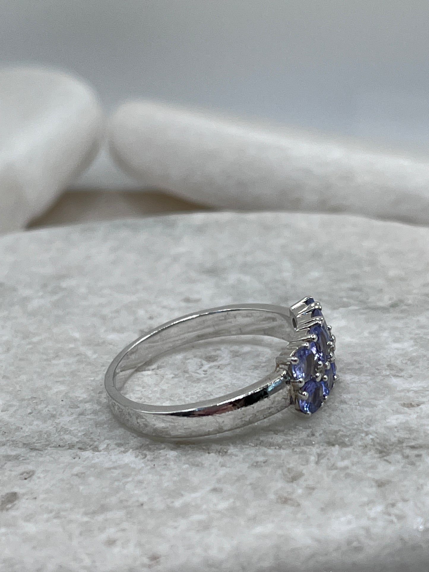 925 Sterling Silver Tanzanite Cluster Ring Size S