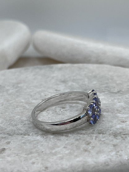 925 Sterling Silver Tanzanite Cluster Ring Size S