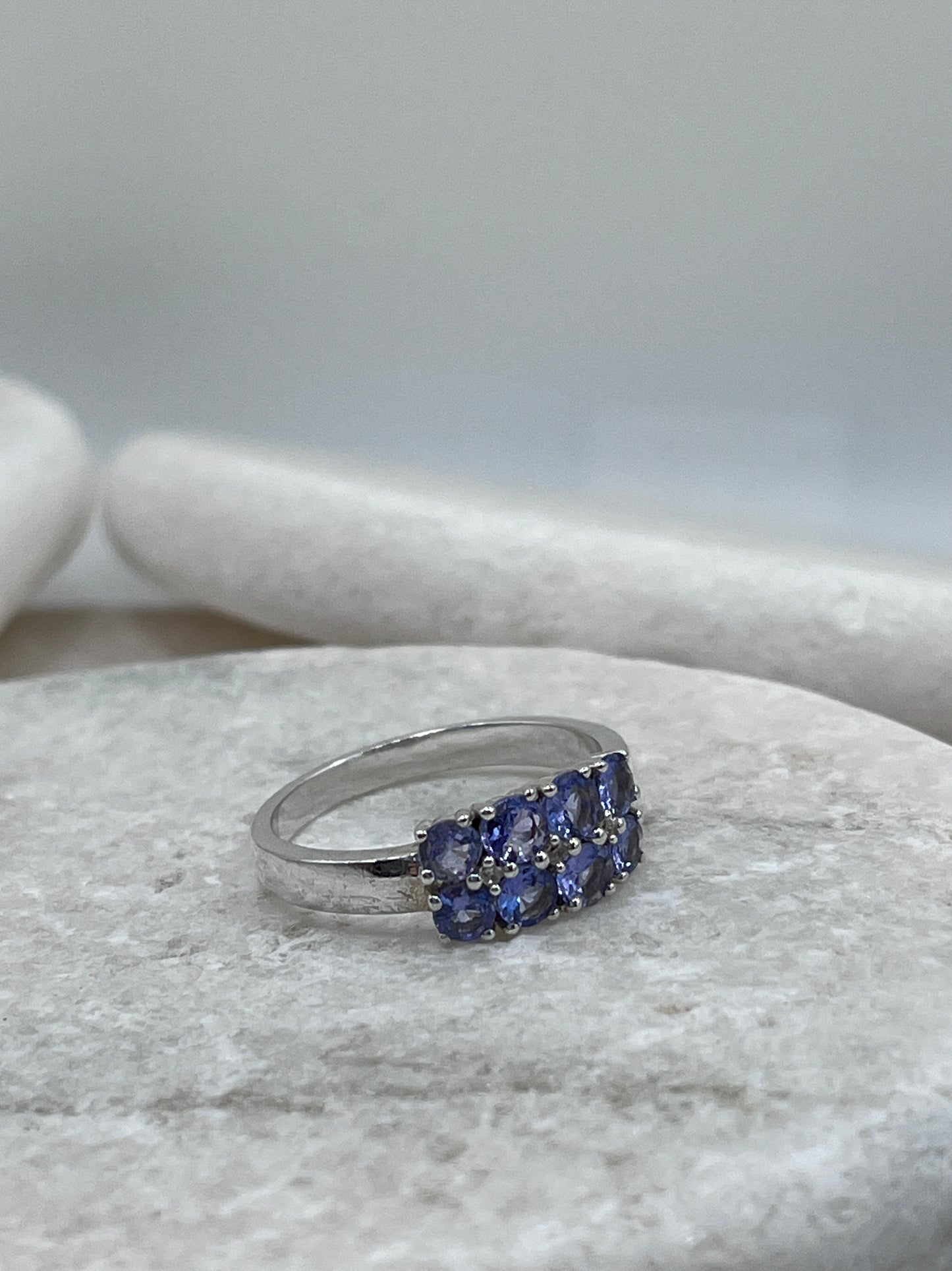 925 Sterling Silver Tanzanite Cluster Ring Size S