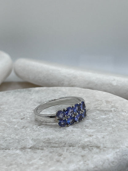 925 Sterling Silver Tanzanite Cluster Ring Size S