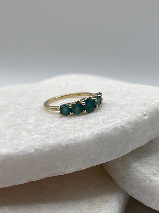 925 Sterling Silver Emerald Half Eternity Ring With 14 Micron Gold Plate