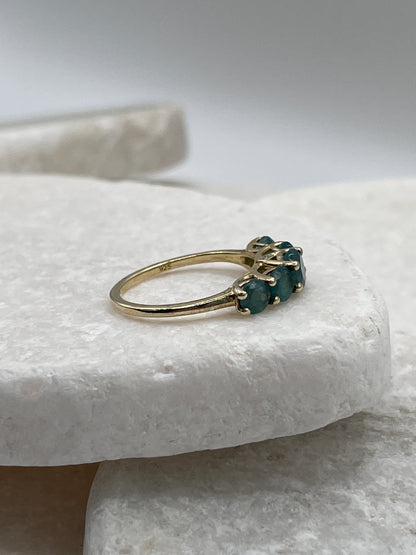 925 Sterling Silver Emerald Half Eternity Ring With 14 Micron Gold Plate