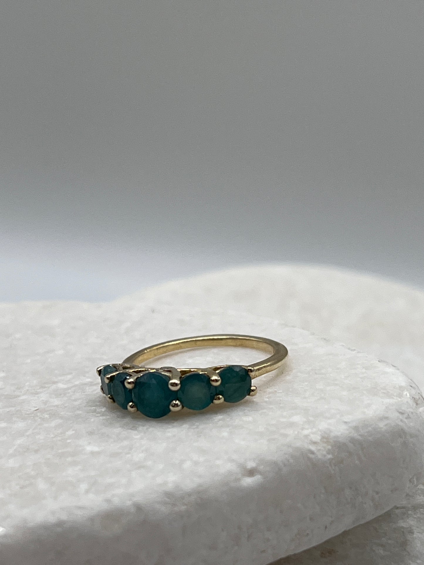 925 Sterling Silver Emerald Half Eternity Ring With 14 Micron Gold Plate
