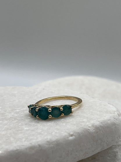 925 Sterling Silver Emerald Half Eternity Ring With 14 Micron Gold Plate