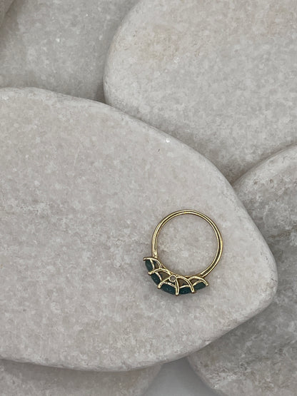 925 Sterling Silver Emerald Half Eternity Ring With 14 Micron Gold Plate