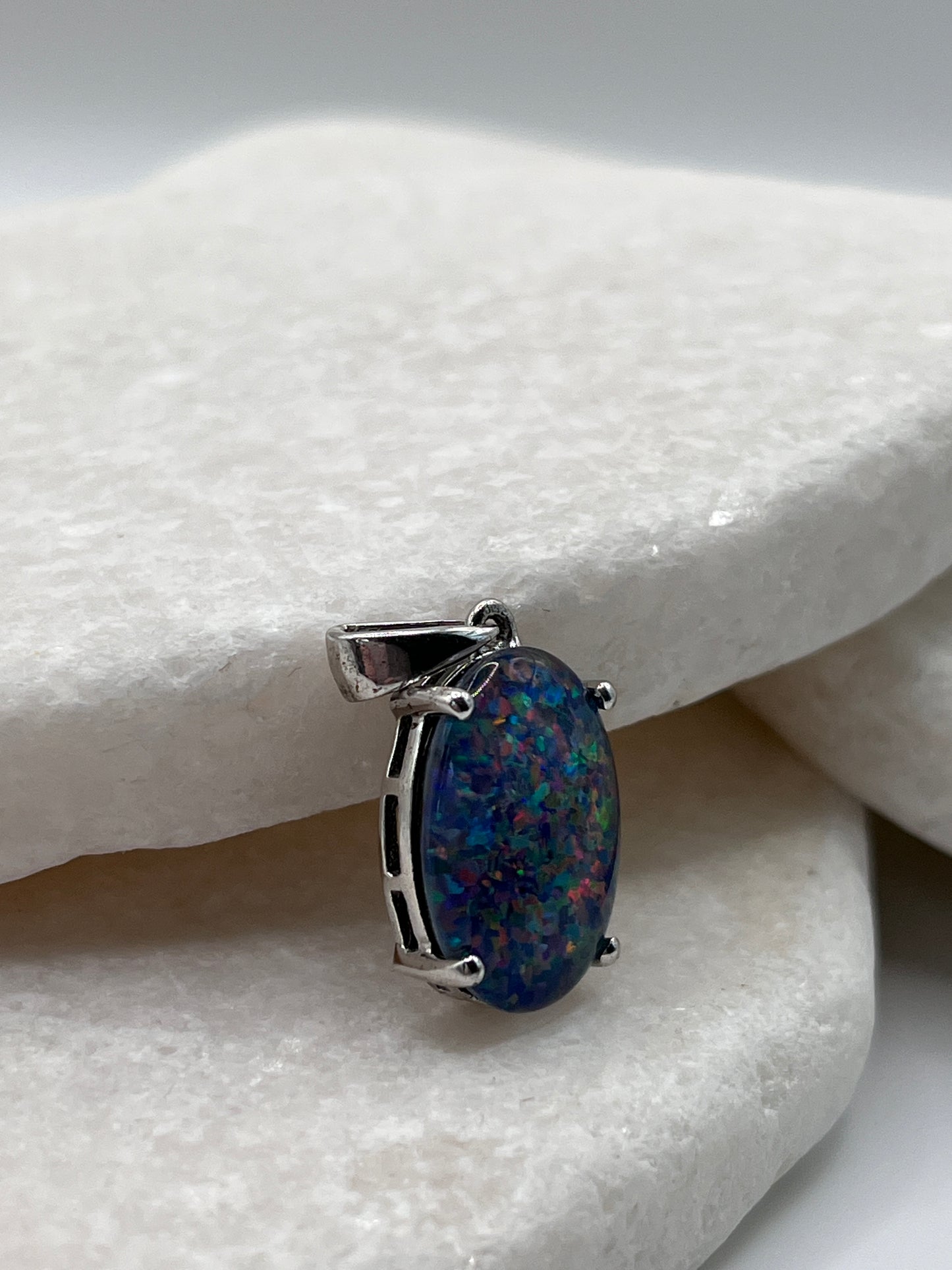 925 Sterling Silver Boulder Opal Triplet Pendant 45cm Chain