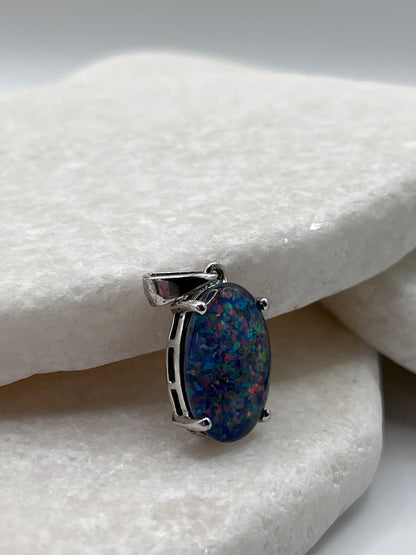 925 Sterling Silver Boulder Opal Triplet Pendant 45cm Chain