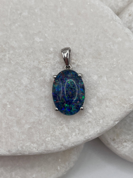 925 Sterling Silver Boulder Opal Triplet Pendant 45cm Chain