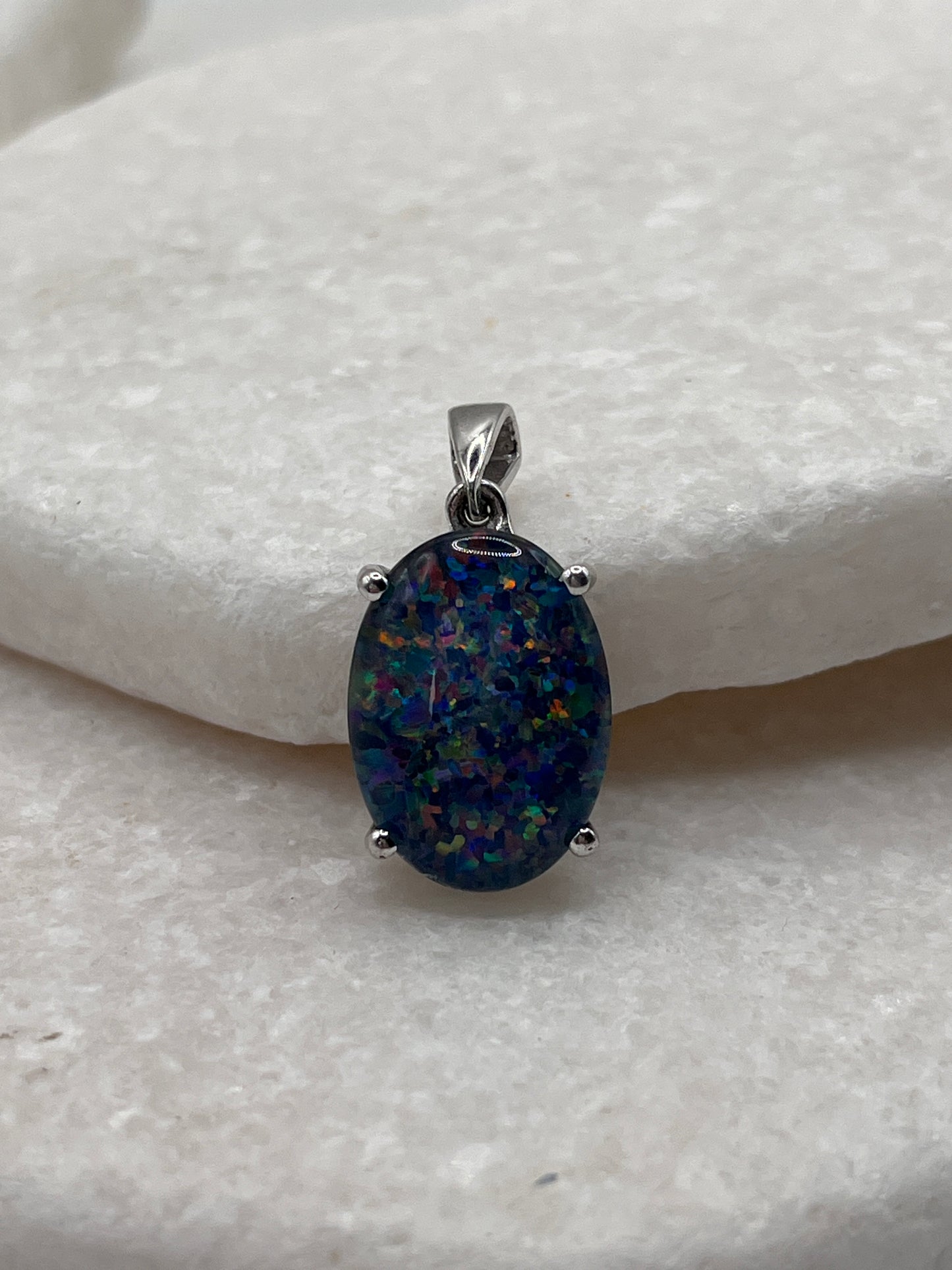 925 Sterling Silver Boulder Opal Triplet Pendant 45cm Chain