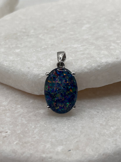 925 Sterling Silver Boulder Opal Triplet Pendant 45cm Chain