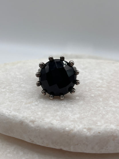 925 Sterling Silver Black Spinel Ring Size K