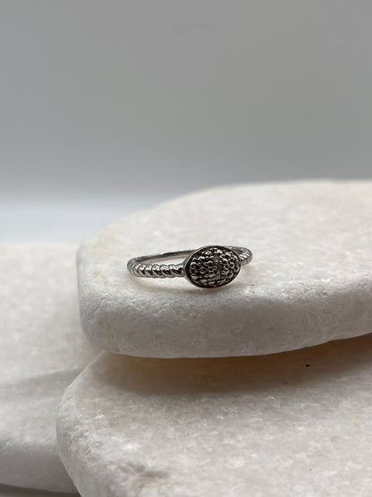 925 Sterling Silver 3 Piece Diamond Oval Ring Size O
