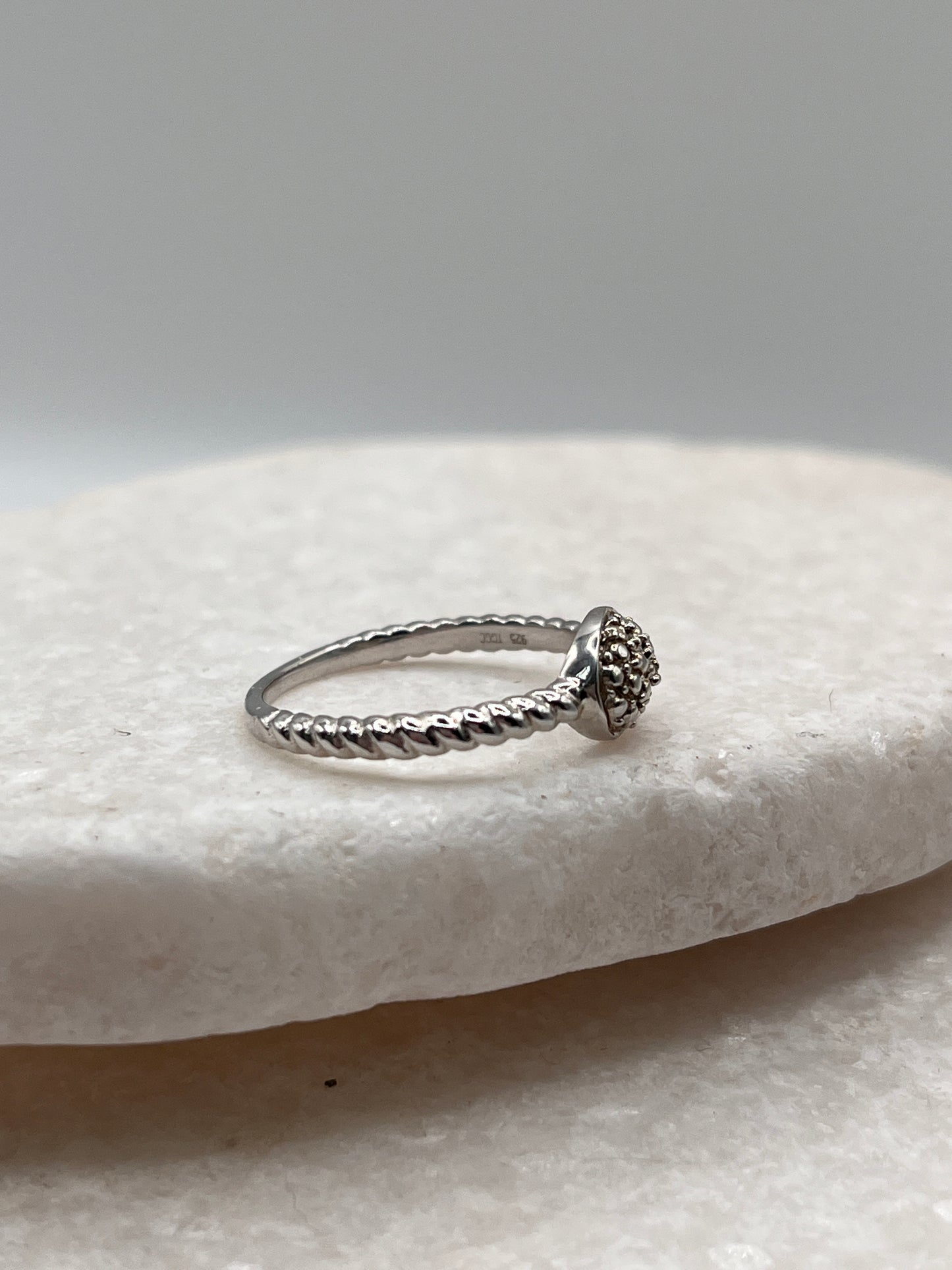 925 Sterling Silver 3 Piece Diamond Oval Ring Size O