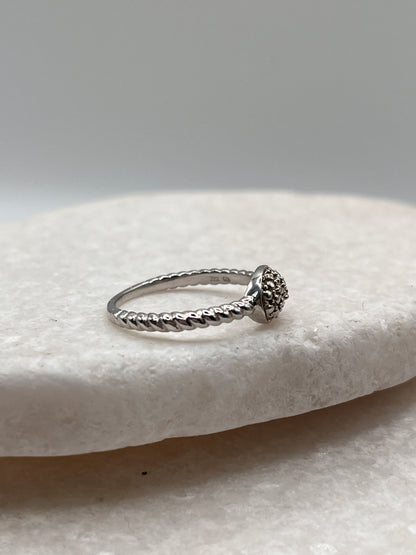 925 Sterling Silver 3 Piece Diamond Oval Ring Size O