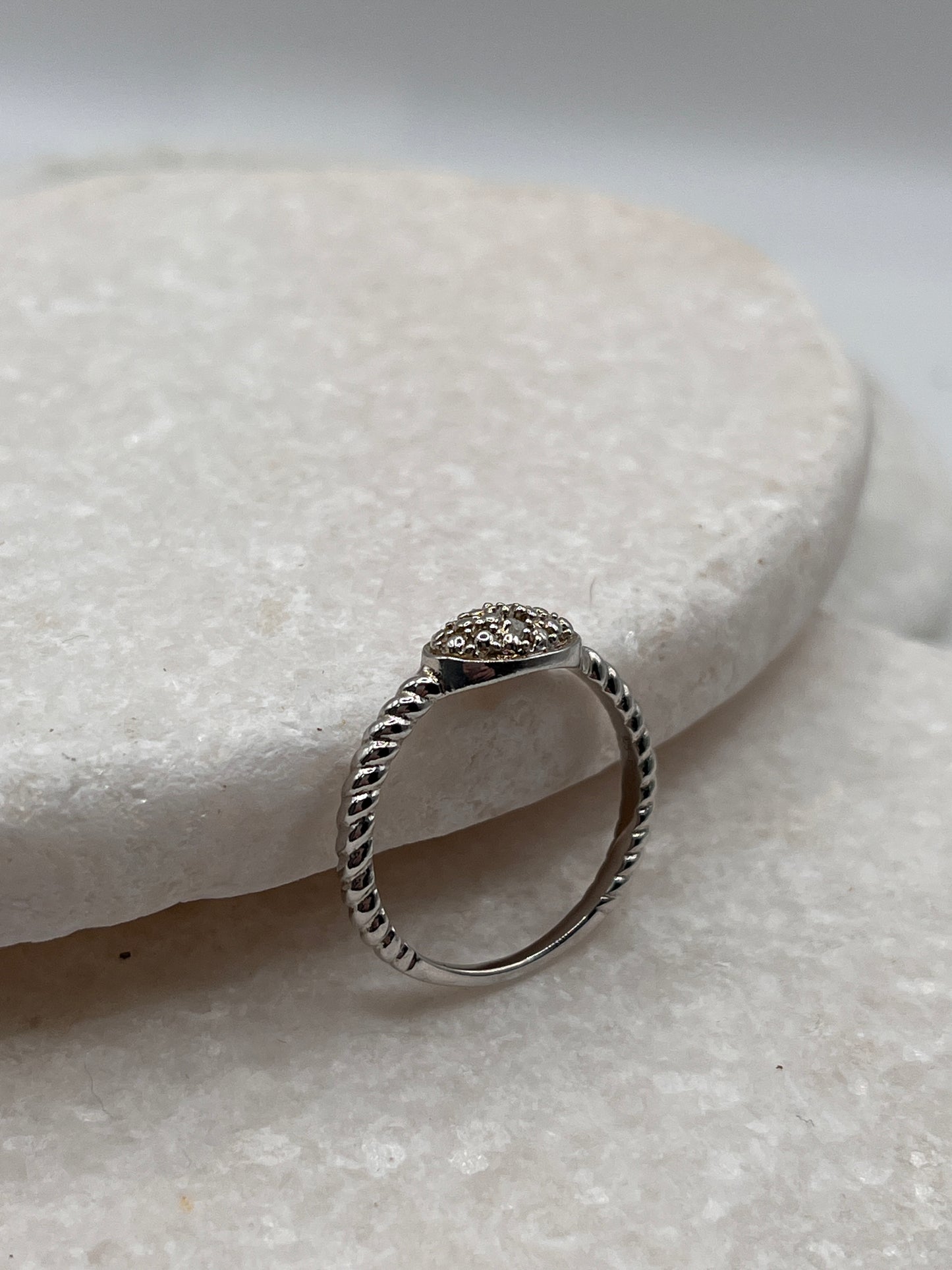 925 Sterling Silver 3 Piece Diamond Oval Ring Size O