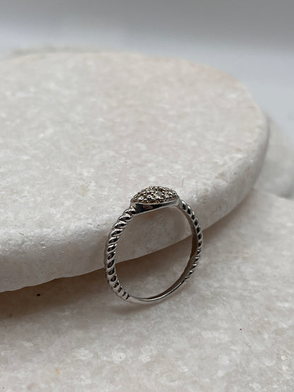 925 Sterling Silver 3 Piece Diamond Oval Ring Size O