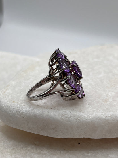 925 Sterling Silver Amethyst And Pink Tourmaline Ring Size K