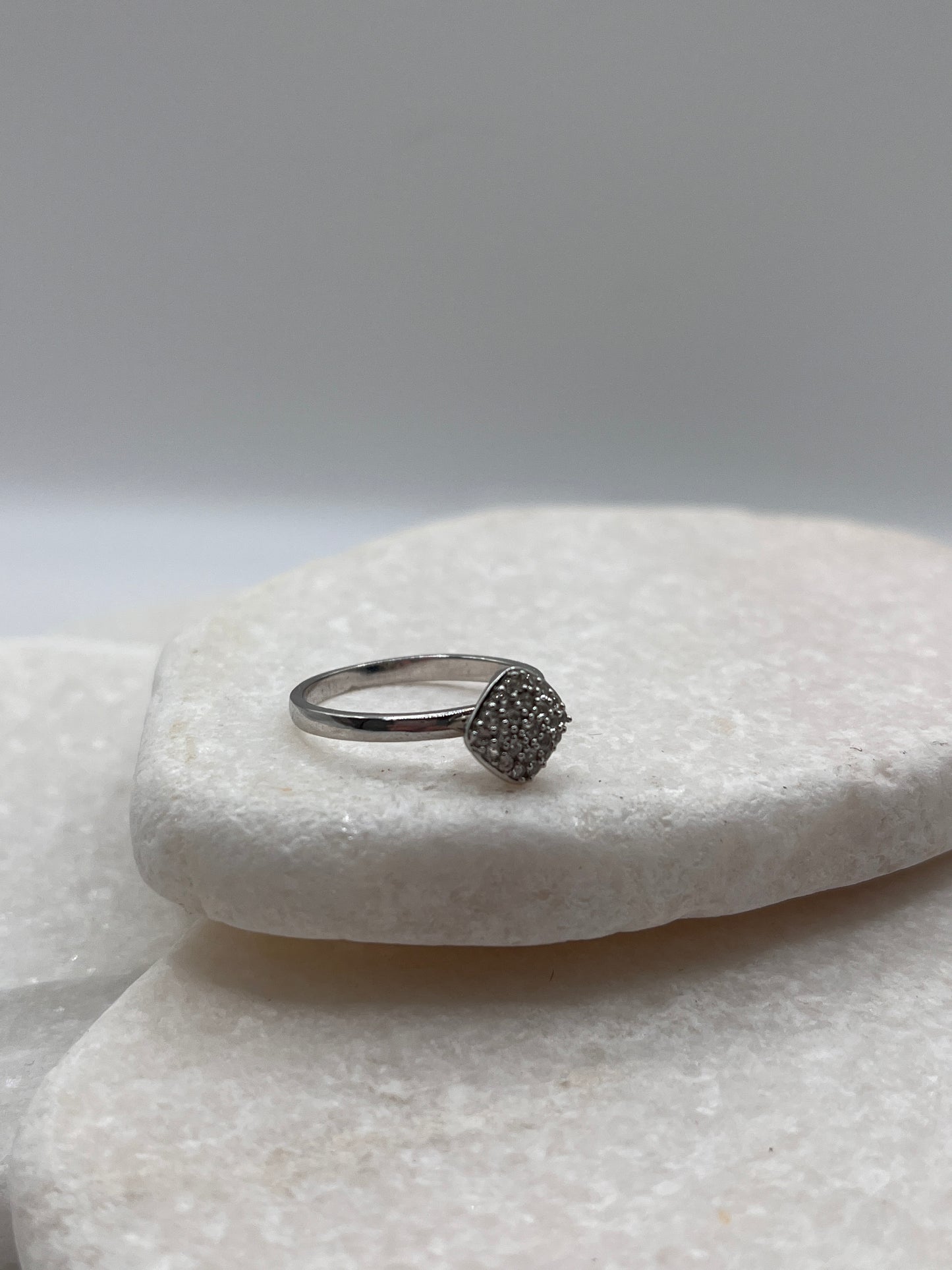 925 Sterling Silver Diamond Cluster Ring Size O
