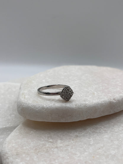 925 Sterling Silver Diamond Cluster Ring Size O