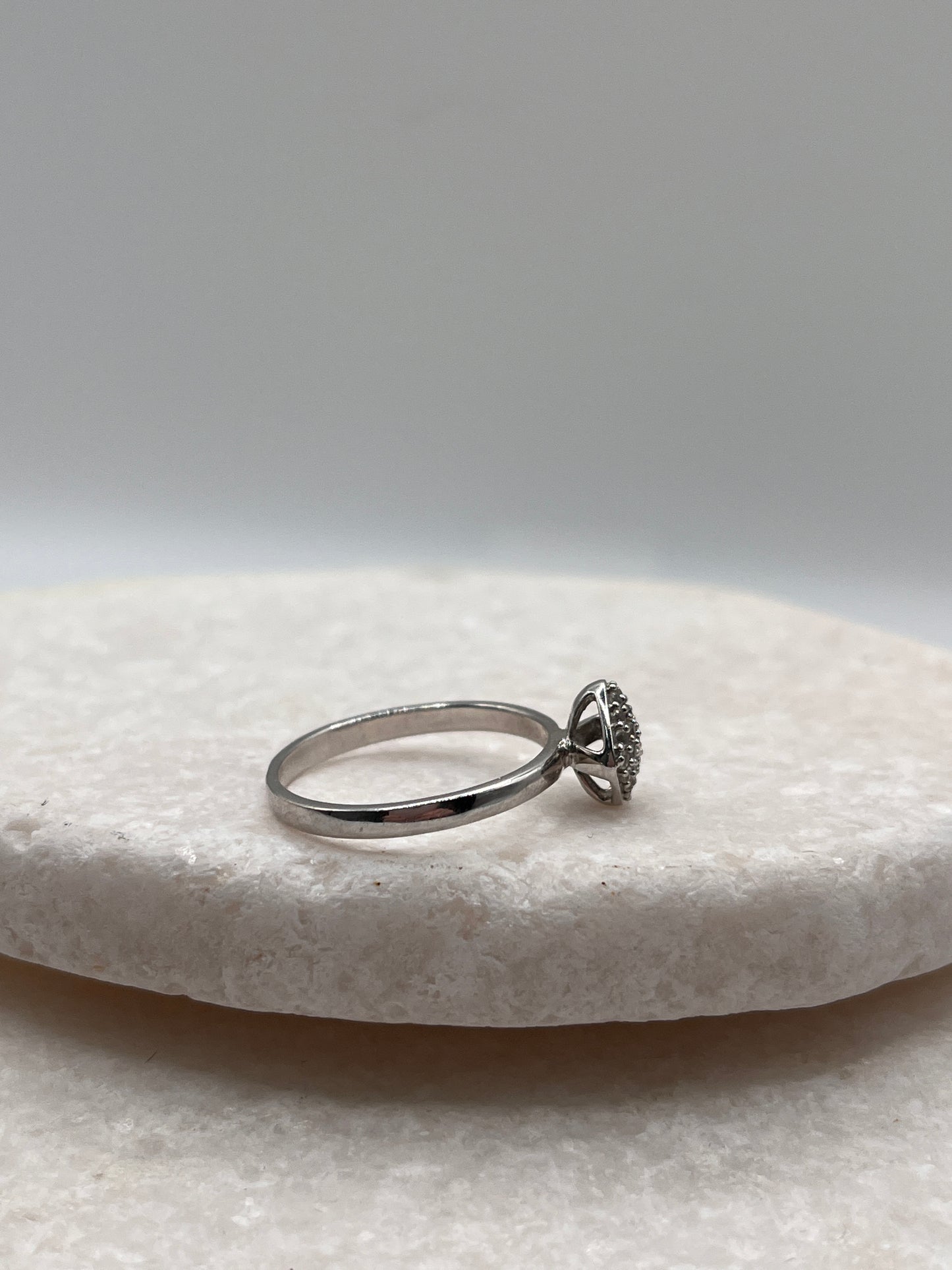 925 Sterling Silver Diamond Cluster Ring Size O