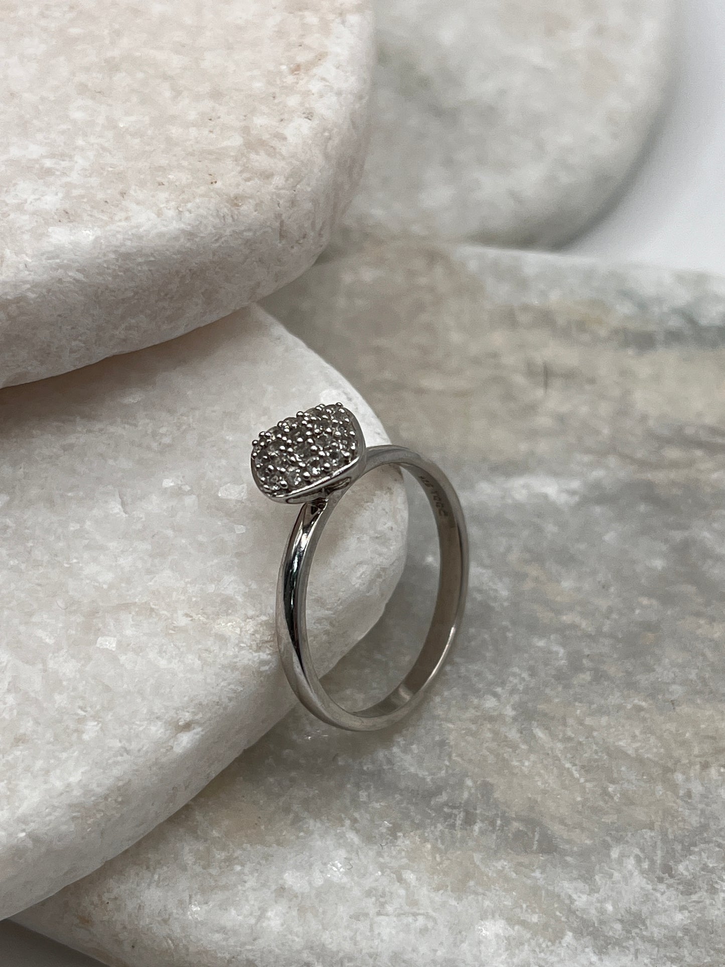 925 Sterling Silver Diamond Cluster Ring Size O